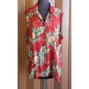 Hawaiian Reserve vintage 3XL red, pineapple button up tank
